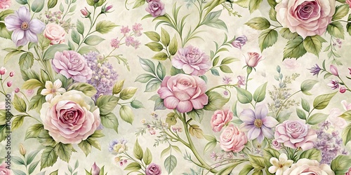 Wallpaper Mural A delicate symphony of pastel roses, blooming amidst verdant foliage, creates a timeless floral tapestry. Torontodigital.ca