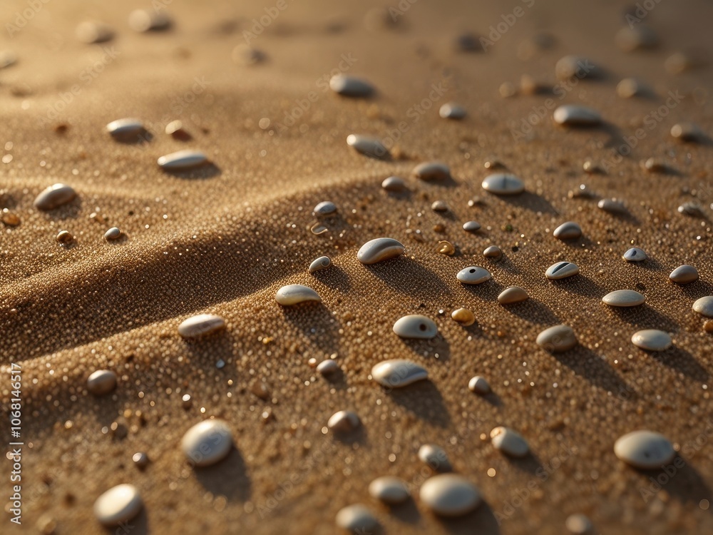 Seashells on a Sandy Beach at Sunset Seashells on a Sandy Beach at Sunset