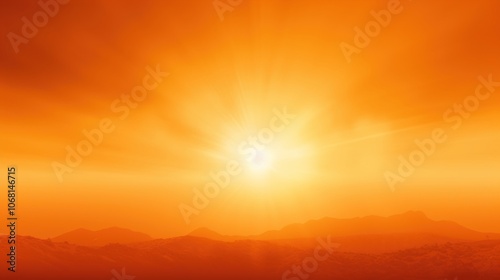 Warm Sunset Over Mountain Range Landscape