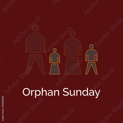 Orphan Sunday Vector, illustration. Orphan Sunday, held on the second Sunday in November. Minimal family icon design without parents children.