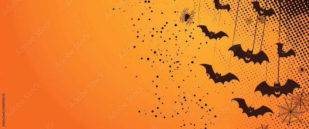 Fototapeta premium Halloween Bats and Spider Webs Design Isolated On White