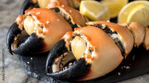 Stone crab claws colossal crab claws served classic appetizer or entree boiled crab claws seafood photo