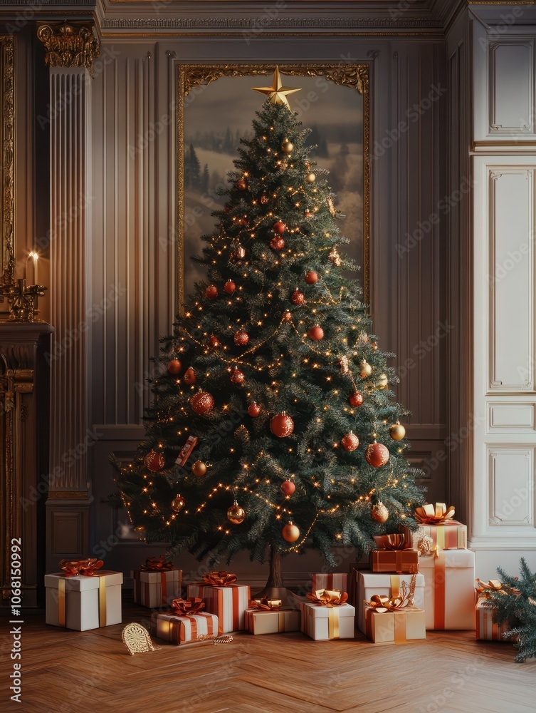 christmas tree with gift boxes