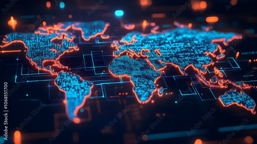 Digital World Map Network