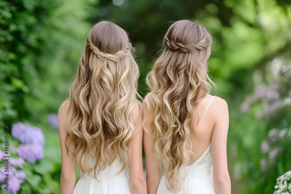 Stylish women showcase long wavy hairstyles Stylish women showcase long wavy hairstyles