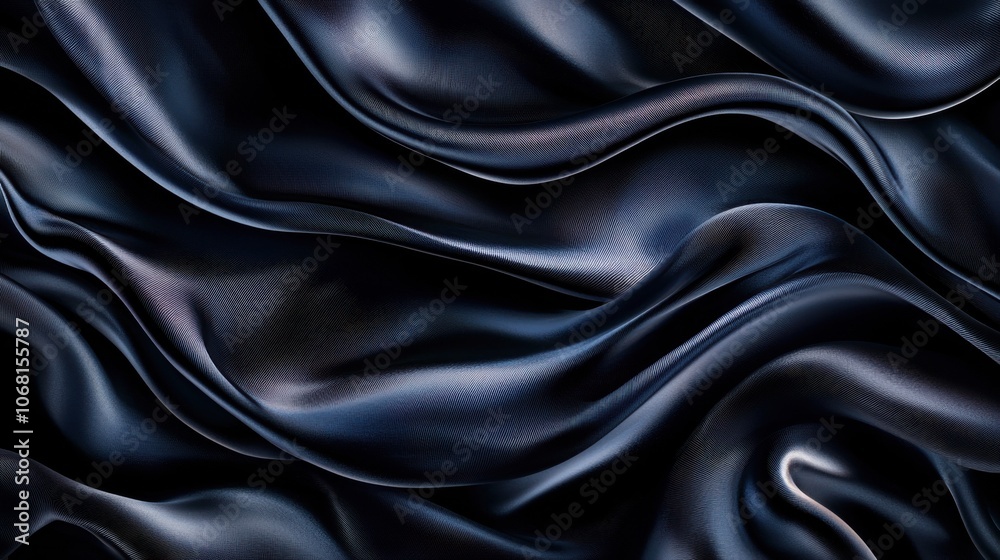 A close-up of flowing black satin fabric, showcasing its smooth texture and elegant draping. A close-up of flowing black satin fabric, showcasing its smooth texture and elegant draping.