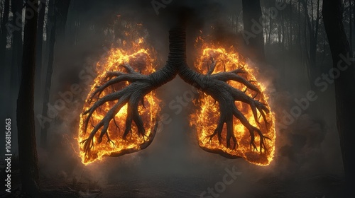 Obraz na płótnie Transform your perspective on nature discover the powerful symbolism behind lungs and fire in artistic imagery w salonie