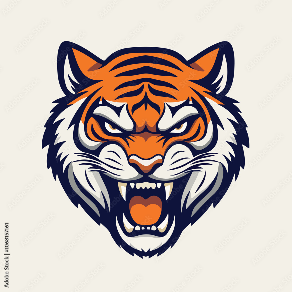 Tiger head mascot sports logo vector illustration on isolated white background Tiger head mascot sports logo vector illustration on isolated white background