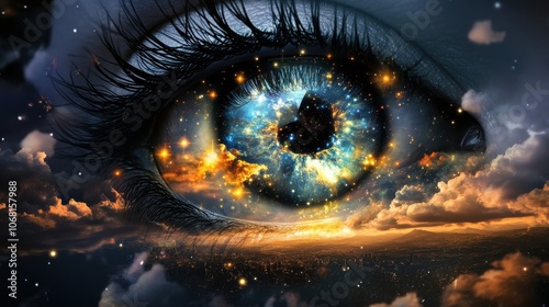 Obraz na płótnie Explore the cosmic beauty within how the universe is reflected in the human eye w salonie