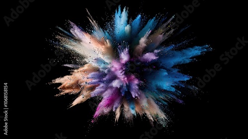 Colored Powder Explosion in the Background - a vibrant and exciting visual. The colored powder explosion in the background creates a dynamic and eye-catching look. It gives the impression of a spectac