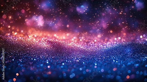 A glittering background of blue, purple, and pink lights, symbolizing the night sky and galaxy, perfect for banners or event flyers capturing the beauty of space and magic.