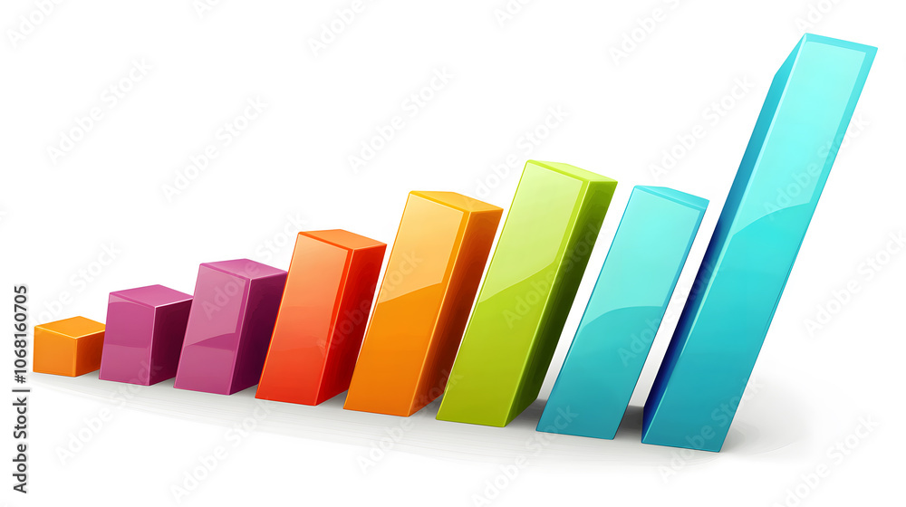 Colorful bar graph showing growth and progress Colorful bar graph showing growth and progress