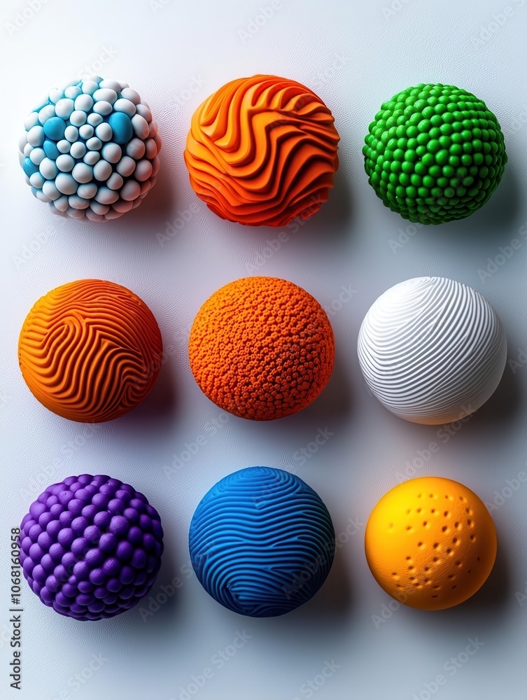 Vibrant collection of textured spheres in various colors and designs, perfect for artistic and creative backgrounds. Vibrant collection of textured spheres in various colors and designs, perfect for artistic and creative backgrounds.