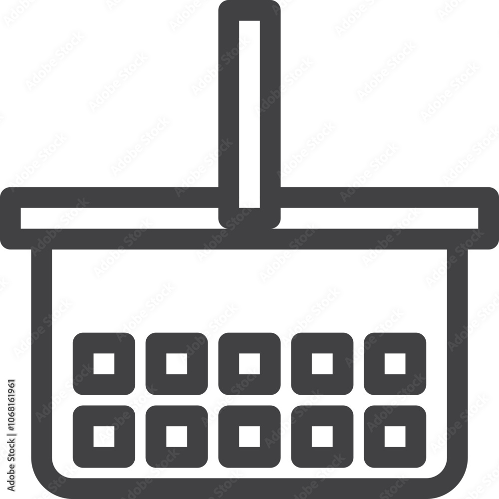 Empty basket line icon on white background Empty basket line icon on white background