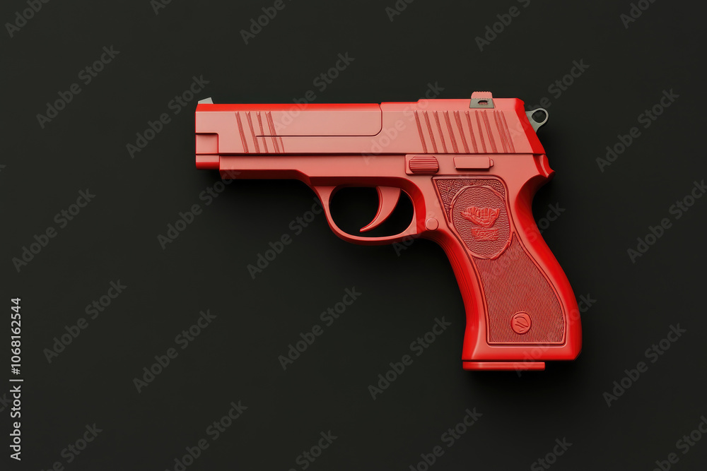 Red money gun, dollar bill, modern 3D render, isolated on black background, symbolizes wealth, abundance, and financial success. Red money gun, dollar bill, modern 3D render, isolated on black background, symbolizes wealth, abundance, and financial success.
