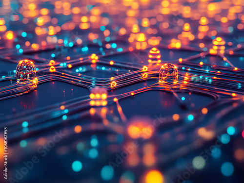 A detailed artistic visualization of a chemical library, with rows of glowing molecular compounds floating in a grid pattern, ready to be screened for potential drug leads photo