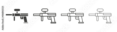 Paintball gun icon set vector in black and white colors photo