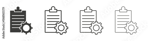 Compile icon set vector in black and white colors