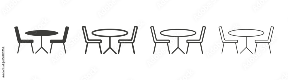 Dinner table icon set vector in black and white colors
