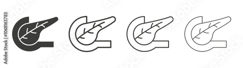 pancreas icon set vector in black and white colors