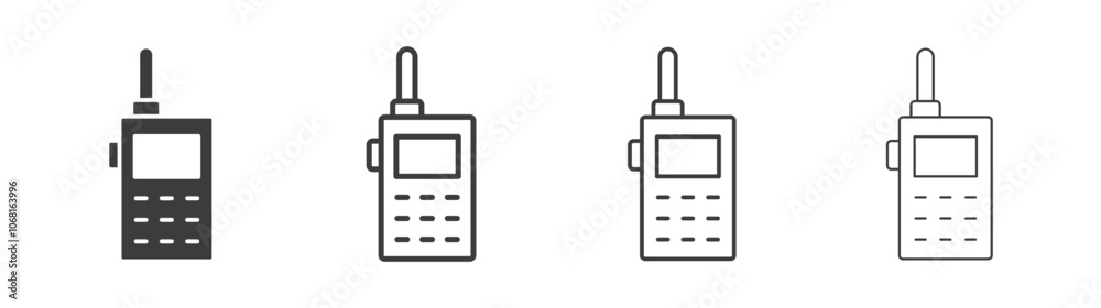 Two way radio icon set vector in black and white colors Two way radio icon set vector in black and white colors