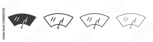 car windscreen icon set vector in black and white colors
