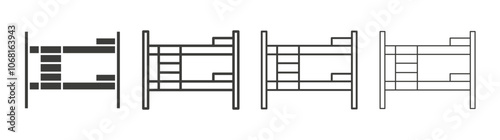 Bunk bed icon set vector in black and white colors