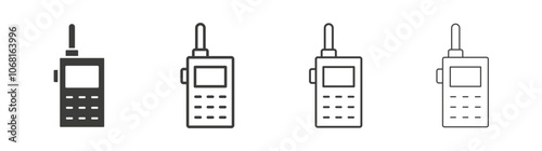 Two way radio icon set vector in black and white colors