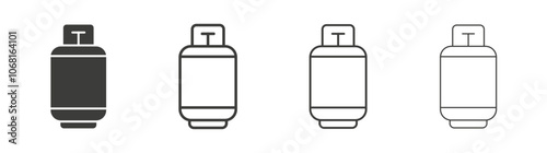 LPG icon set vector in black and white colors