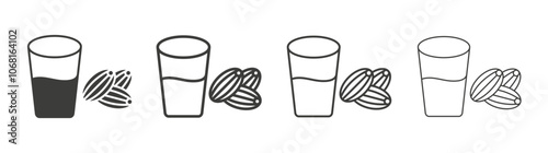 Ramadan iftar icon set vector in black and white colors