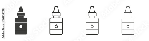 Eye drop icon set vector in black and white colors