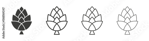Fir cone icon set vector in black and white colors