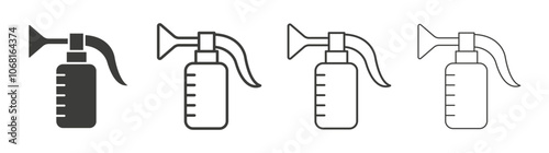 Breast pump icon set vector in black and white colors