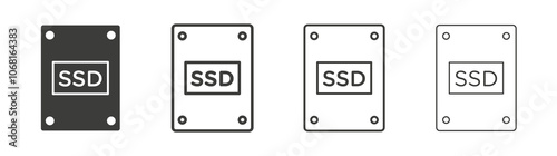 SSD drive icon set vector in black and white colors