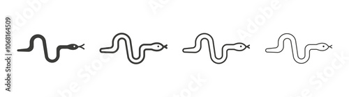 Snake icon set vector in black and white colors