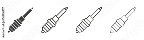 Spark plug icon set vector in black and white colors