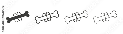 Strong healthy bones icon set vector in black and white colors