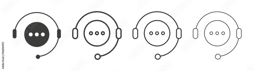 Fototapeta premium Customer support icon set vector in black and white colors