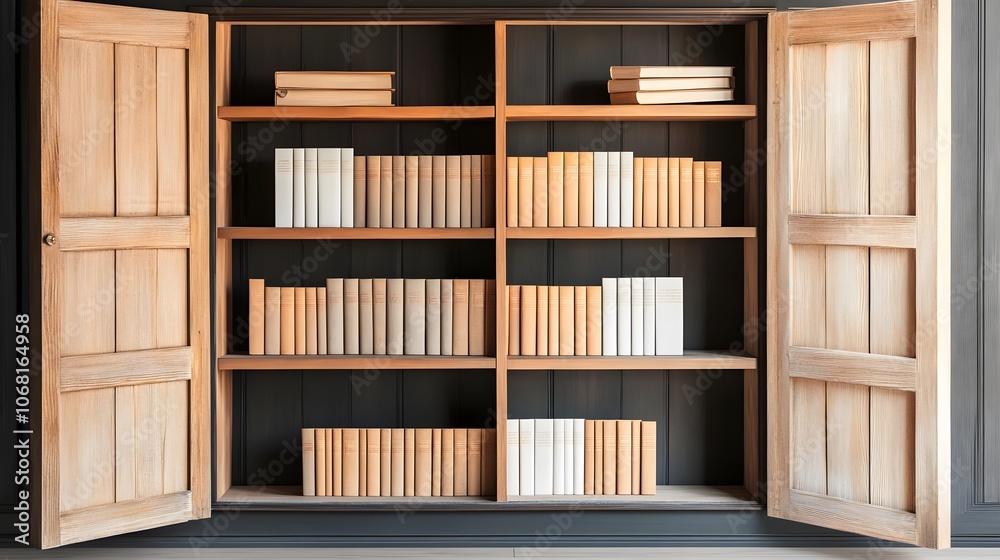 Bookshelf With Open Doors Bookshelf With Open Doors