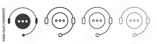 Customer support icon set vector in black and white colors