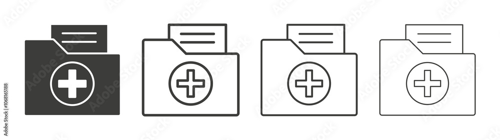 Medical history icon set vector in black and white colors Medical history icon set vector in black and white colors