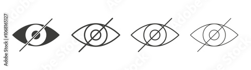 Blindness icon set vector in black and white colors