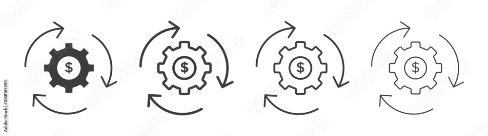 Business model icon set vector in black and white colors Business model icon set vector in black and white colors