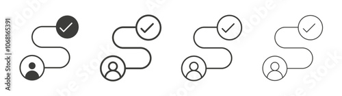 Customer Journey icon set vector in black and white colors