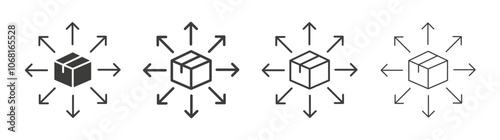 Distribution channel icon set vector in black and white colors