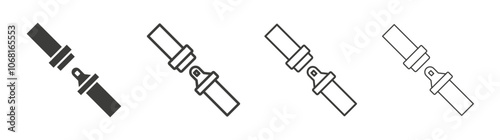 Car seat belt icon set vector in black and white colors