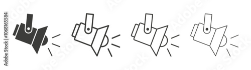 Spotlight icon set vector in black and white colors