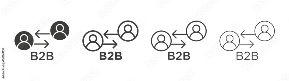 B2B icon set vector in black and white colors B2B icon set vector in black and white colors