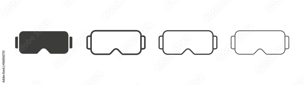 AR headset icon set vector in black and white colors AR headset icon set vector in black and white colors