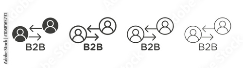 B2B icon set vector in black and white colors